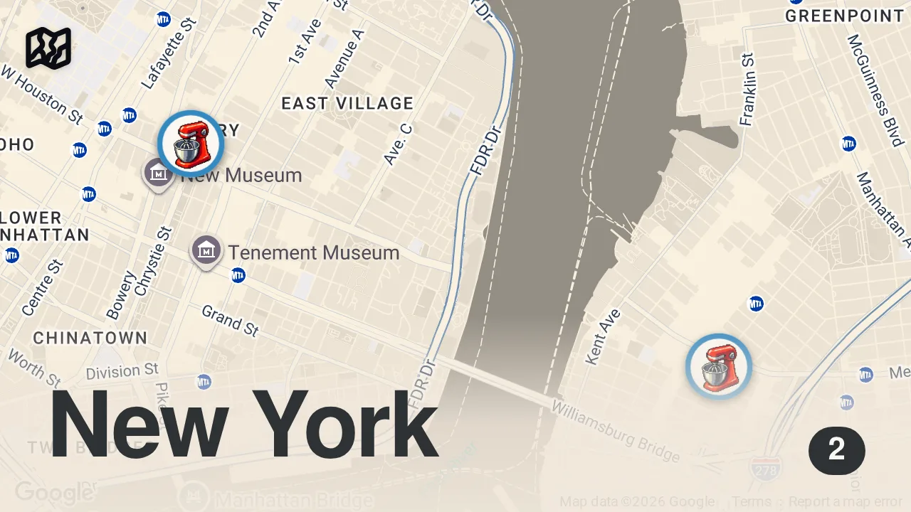 Map of 2 spots from ACTION BRONSON FEEDS NYC, SERVES UP MEATBALLS, BURGERS & MORE | FTD