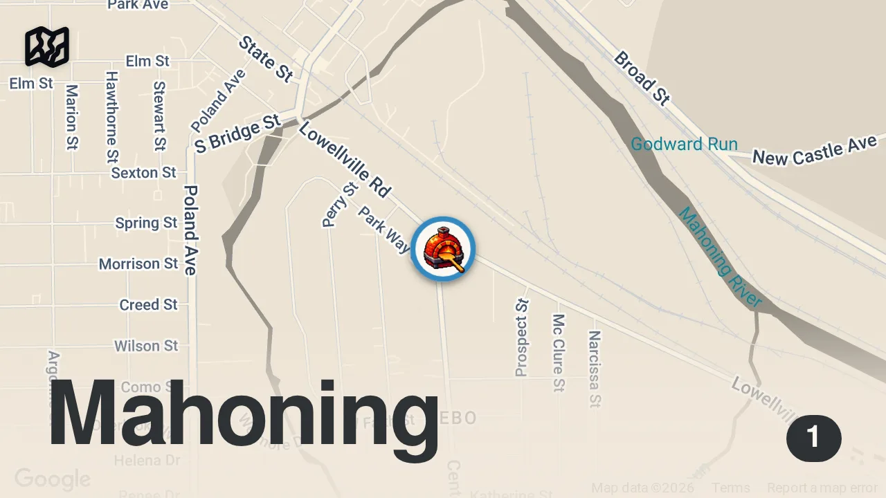 Map of 1 spot from Finding EVERY Style of Pizza: Brier Hill Pizza