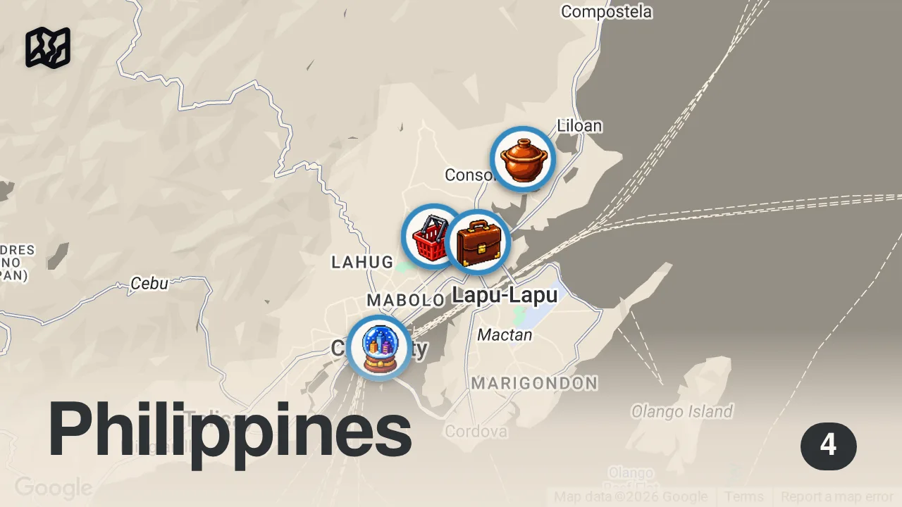 Map of 4 spots from Exotic Filipino Street Food - ONLY 80 PER DAY Sell Out Fast!! Rare Delicacy in the Philippines!!