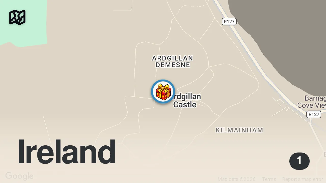 Map of 1 spot from Dishes MOVE ON THEIR OWN in Servants' Kitchen | Haunted Ireland | Travel Channel