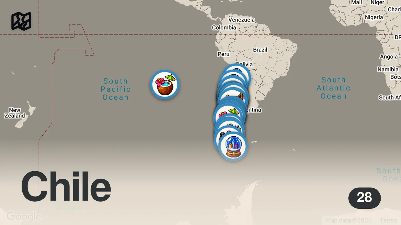 Map of 28 spots from Wonders of Chile | The Most Underrated Country in South America? | 4K Travel Guide