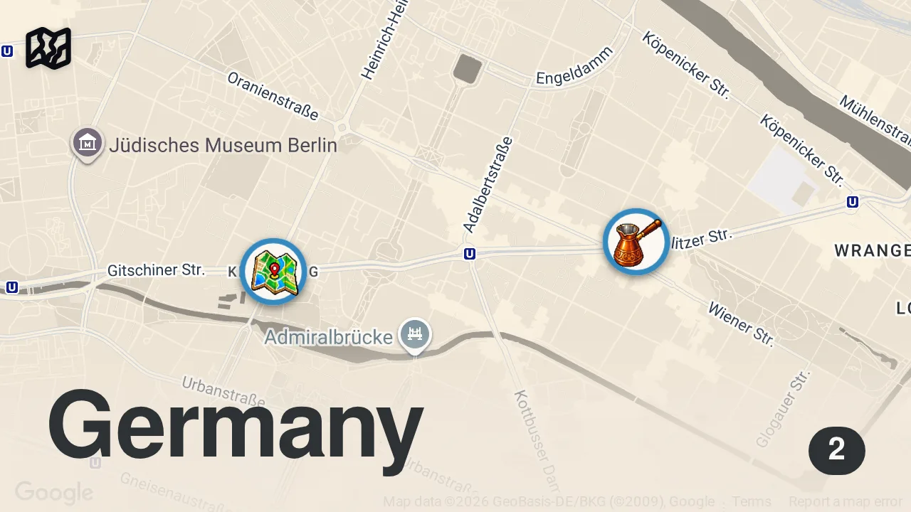 Map of 2 spots from Meine ehrliche Meinung zum Zagros Döner in Berlin!
