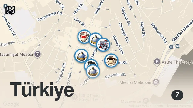 Map of CİHANGİR LEZZETLERİ - (Antalya piyazı, sağlıklı pancake, burger, kokoreç) - Ayaküstü Lezzetler