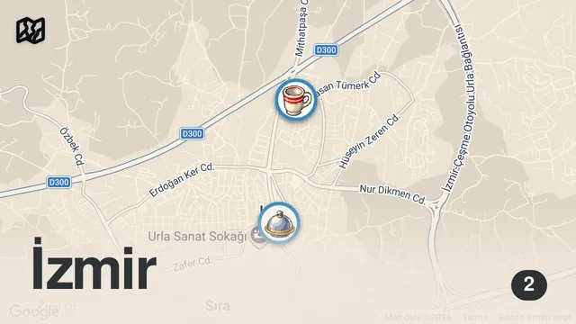 Map of Urla’da Şahsiyeti Olan Kahvaltı ve İyi Bir Esnaf Lokantası | Vedat Milor
