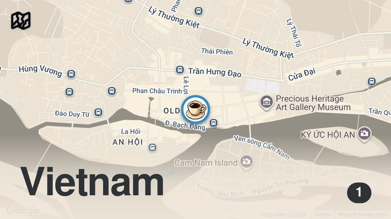 Map of 1 spot from Amazing Rooftop View of Hoi An Old Town! #hoian