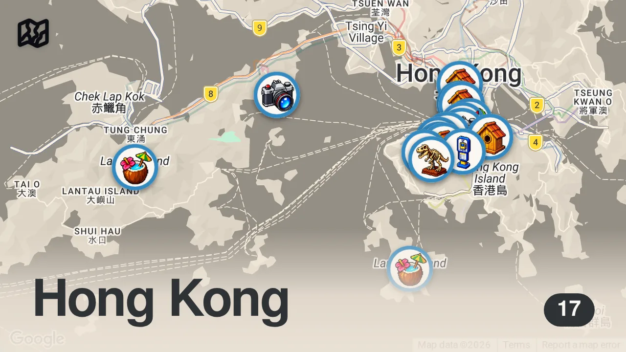 Map of 17 spots from Best Things to Do in Hong Kong(with Prices) | Hong Kong Travel 2024