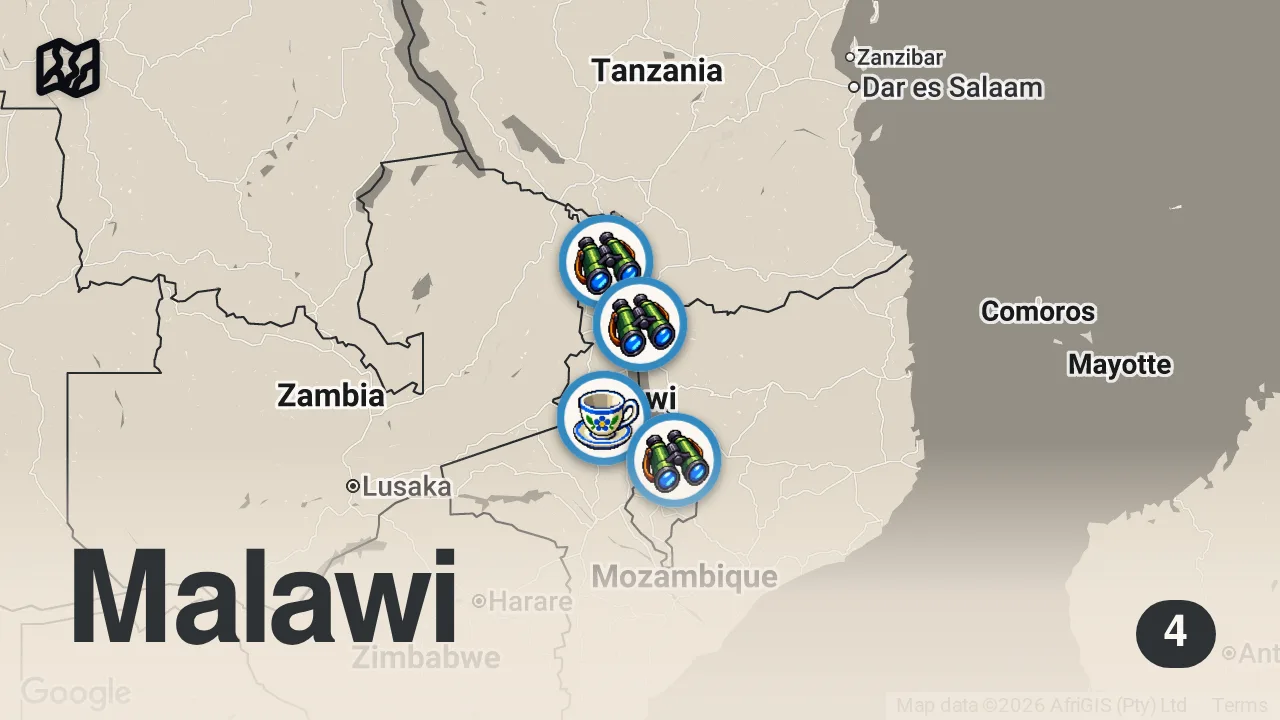 Map of 4 spots from Are People Honest In Malawi? I Paid 400x More For A Haircut In Blantyre, Malawi ๐ฒ๐ผ