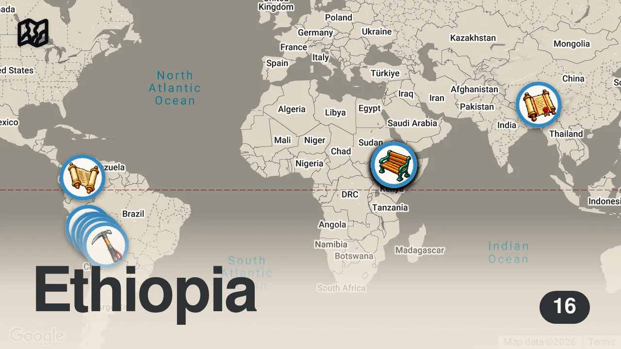 Map of 16 spots from 9 Highest-Elevation Cities in the World - Travel Video