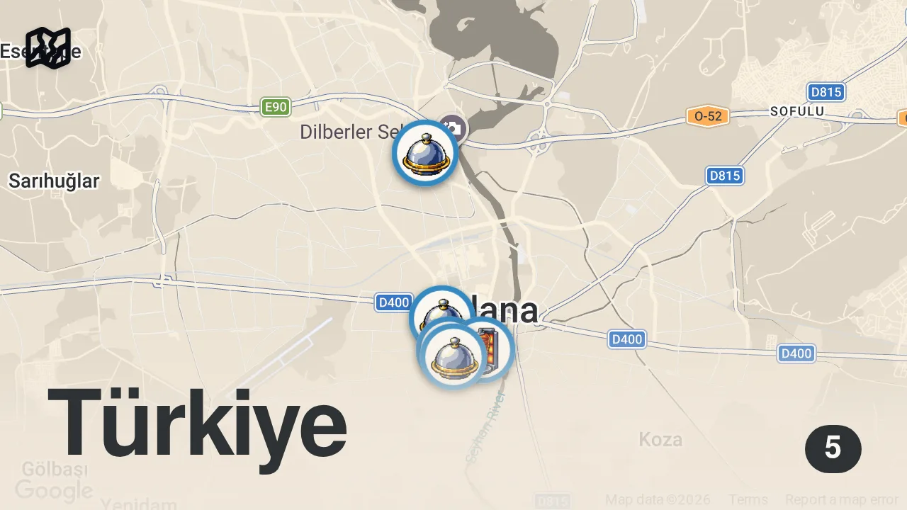 Map of 5 spots from 3 SAATTE 9000 TL SERİSİ!!! ADANA