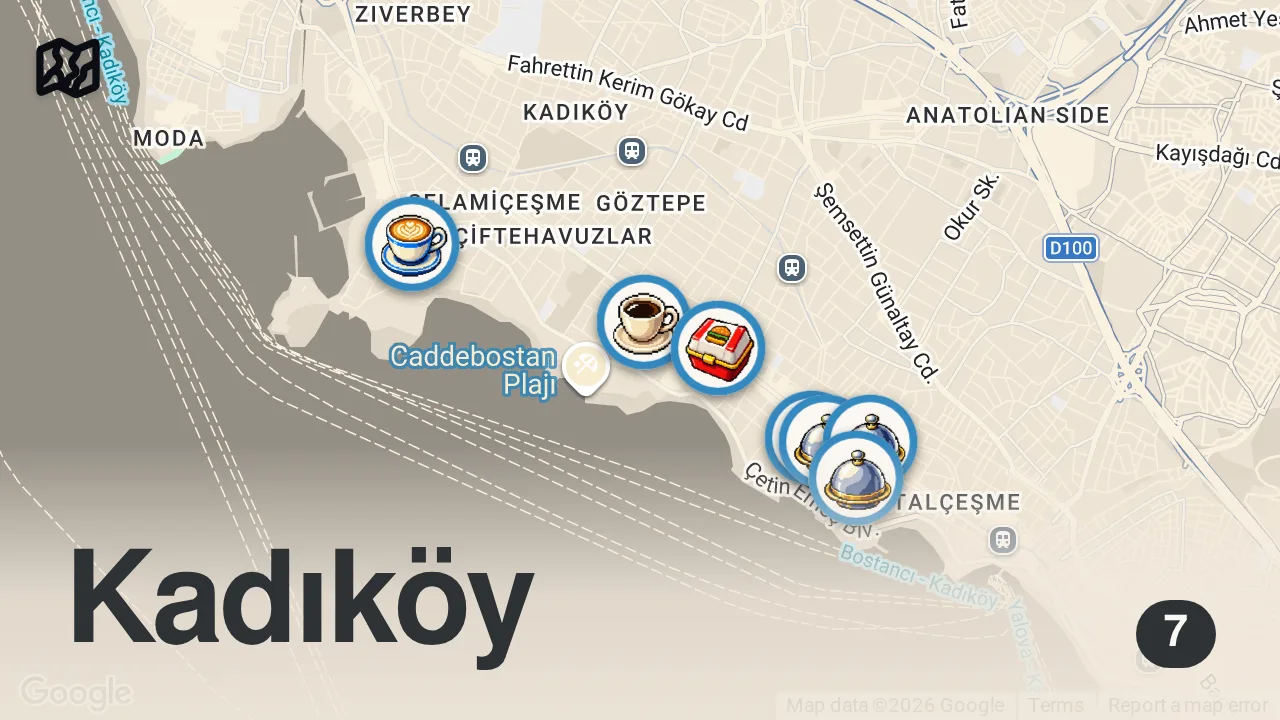 Map of 7 spots from Bağdat Caddesi Lezzet Rehberi - Ayaküstü Lezzetler