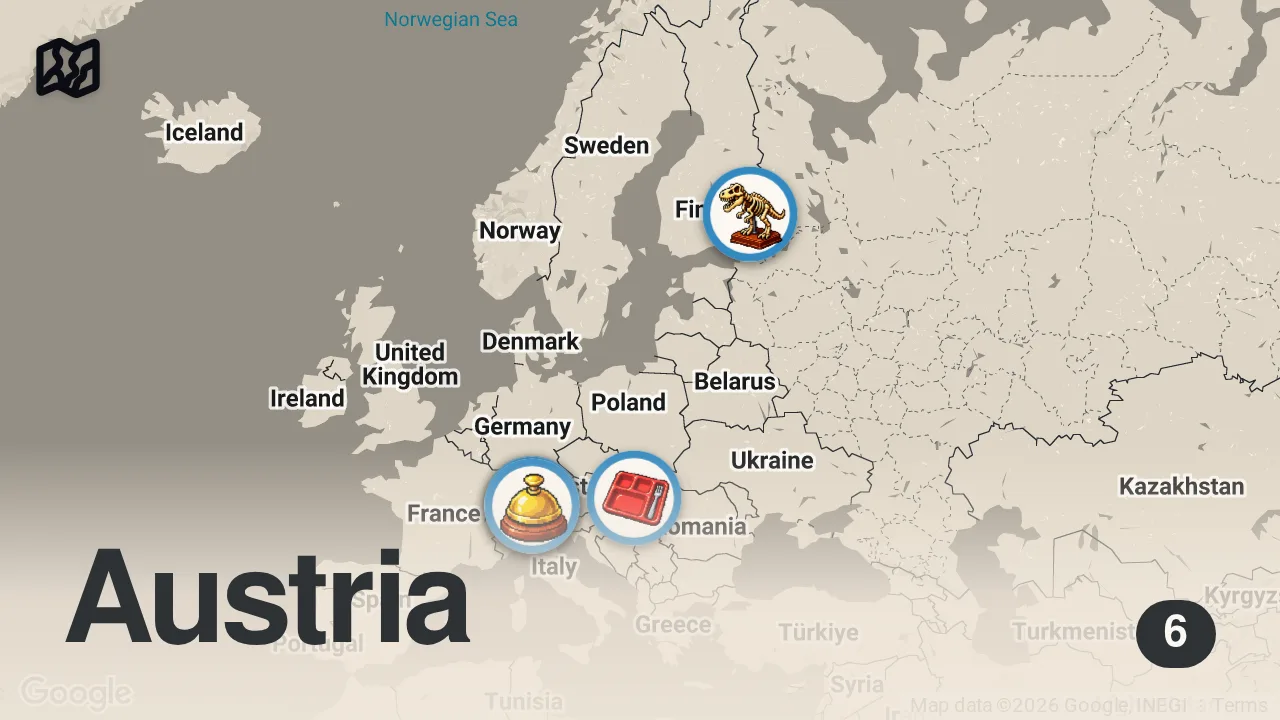 Map of 6 spots from ST ANTON, AUSTRIA: POWDER & PARTY