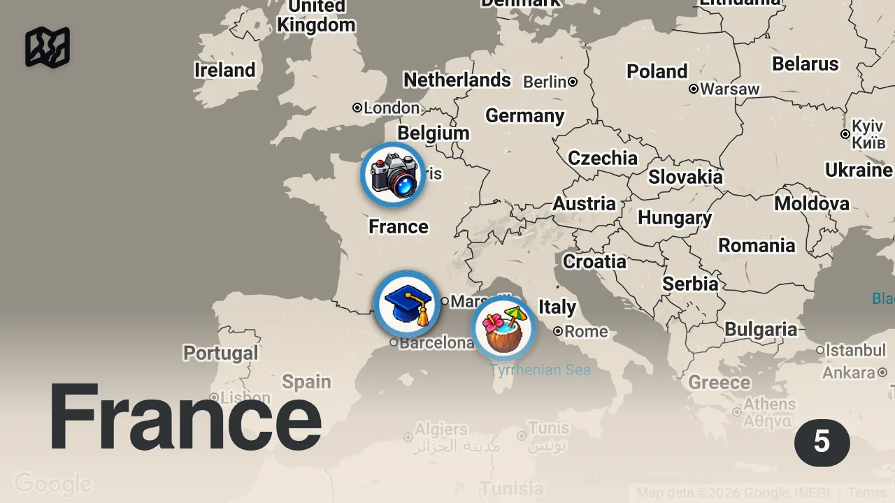 Map of 5 spots from I Tried the World’s BEST BUFFET in France!! Just $72.57 For All You Can Eat!
