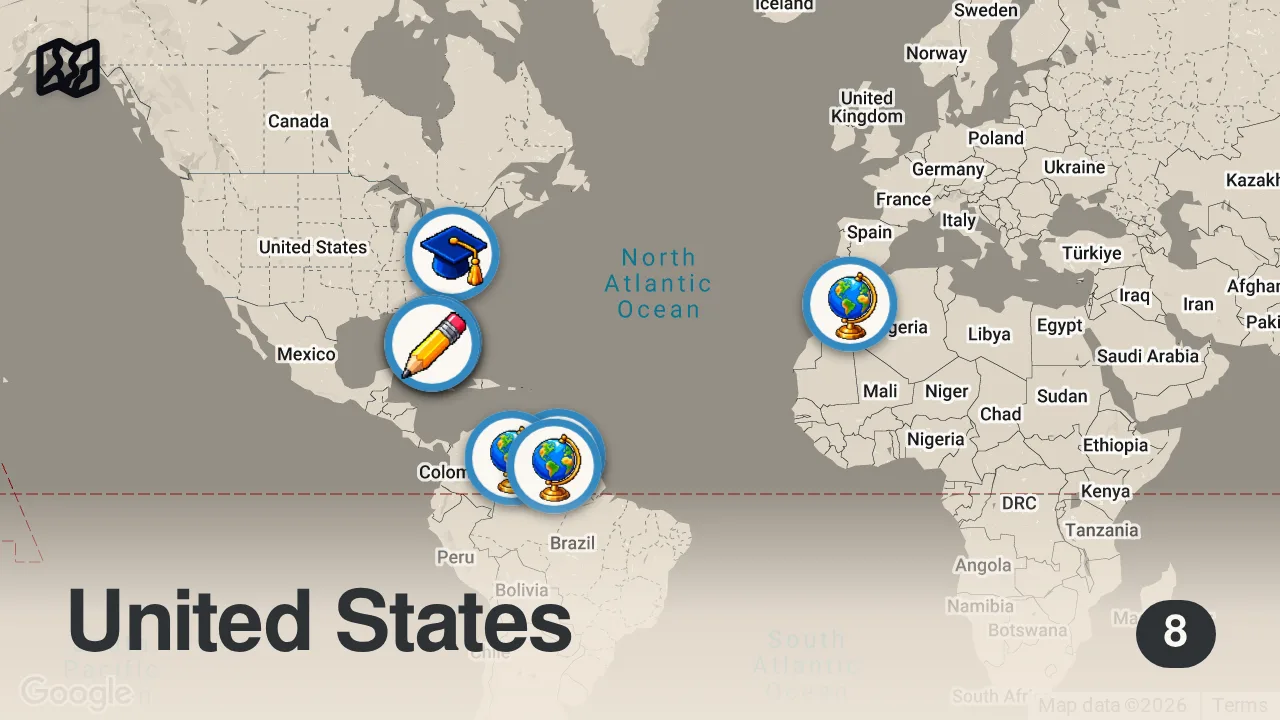 Map of 8 spots from American Tries Cricket!! Schooled Over Cook Up Rice!!
