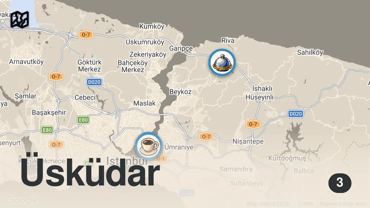 Map of 3 spots from İSTANBUL’UN KÖYÜNDE NEFİS LEZZETLER (Ünlülerin gizli mekanını keşfettik) - Hesaplar Senden Bölüm 21