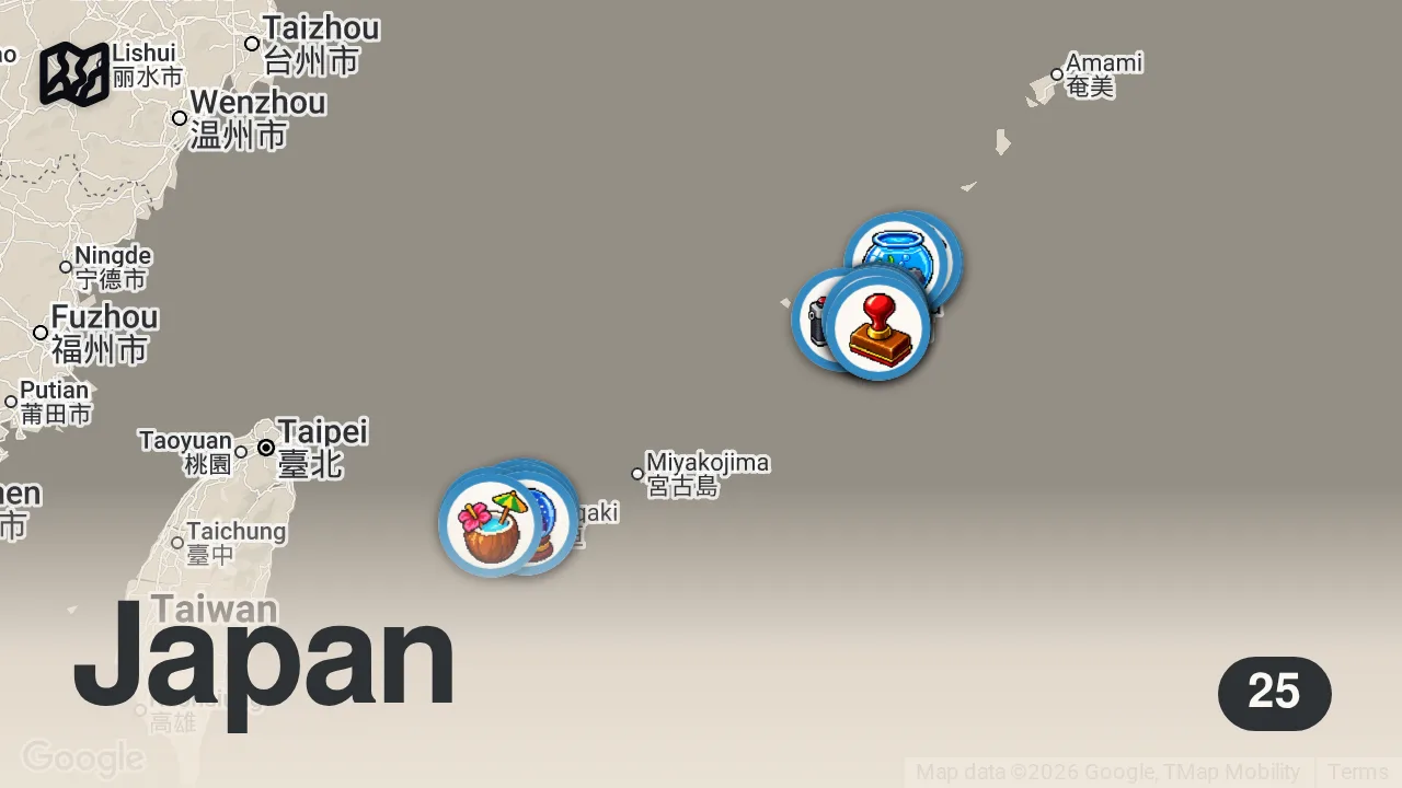 Map of 25 spots from Why You NEED to Visit OKINAWA (9 Day Island Hopping Itinerary)