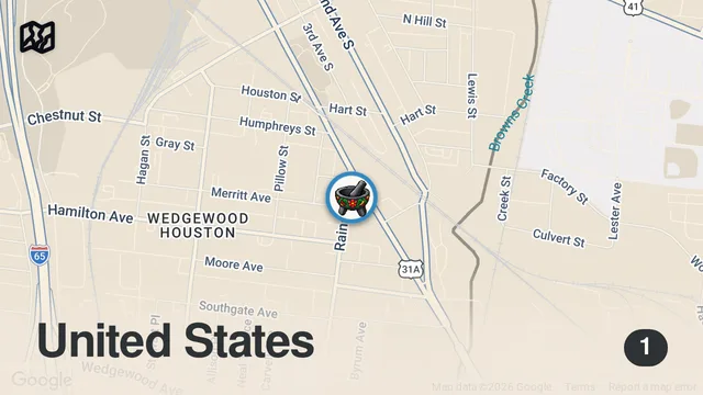 Map of Eating at a Restaurant With ZERO Reviews (Nashville)