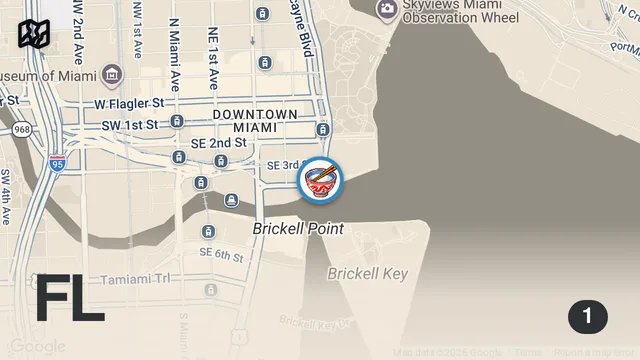 Map of $100 All You Can Eat ULTRA LUXURY Lobster BRUNCH BUFFET with ROASTED KING CRAB in Miami!