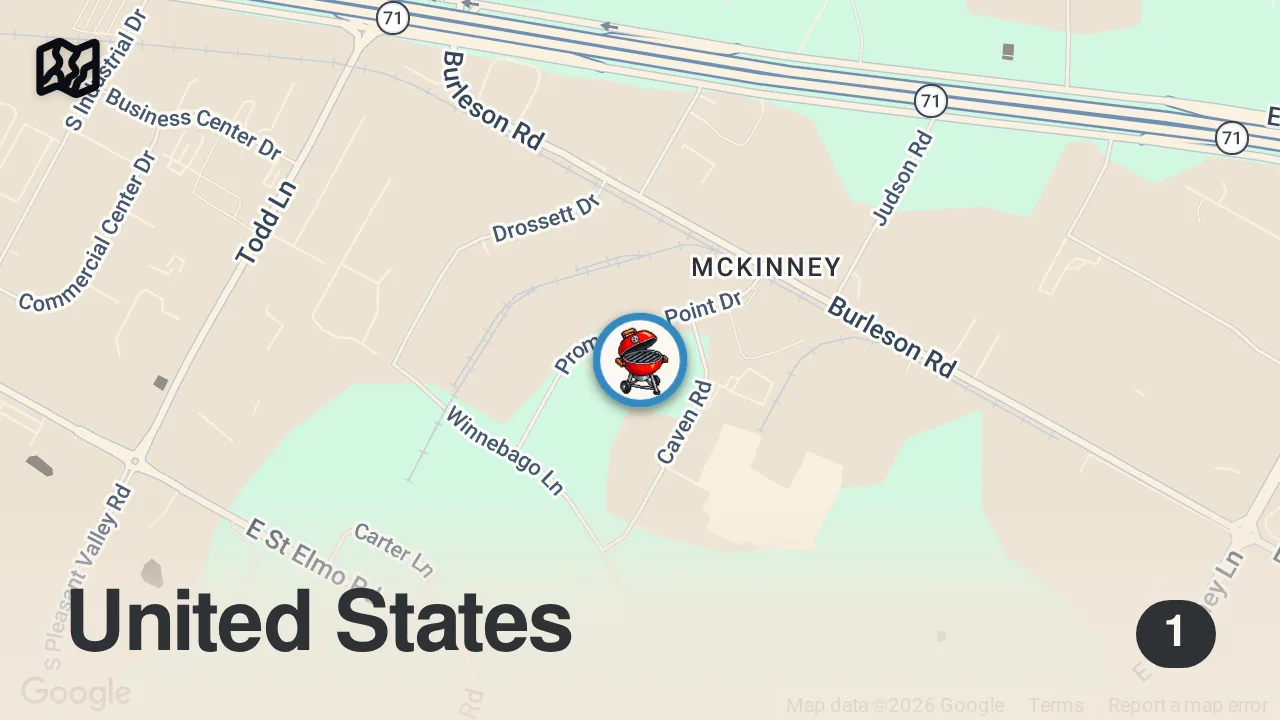 Map of 1 spot from The Secret to This BBQ Joint's Chicken is Butter — Smoke Point