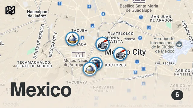 Map of 48 Hours Eating Mexico City's Most INSANE Food