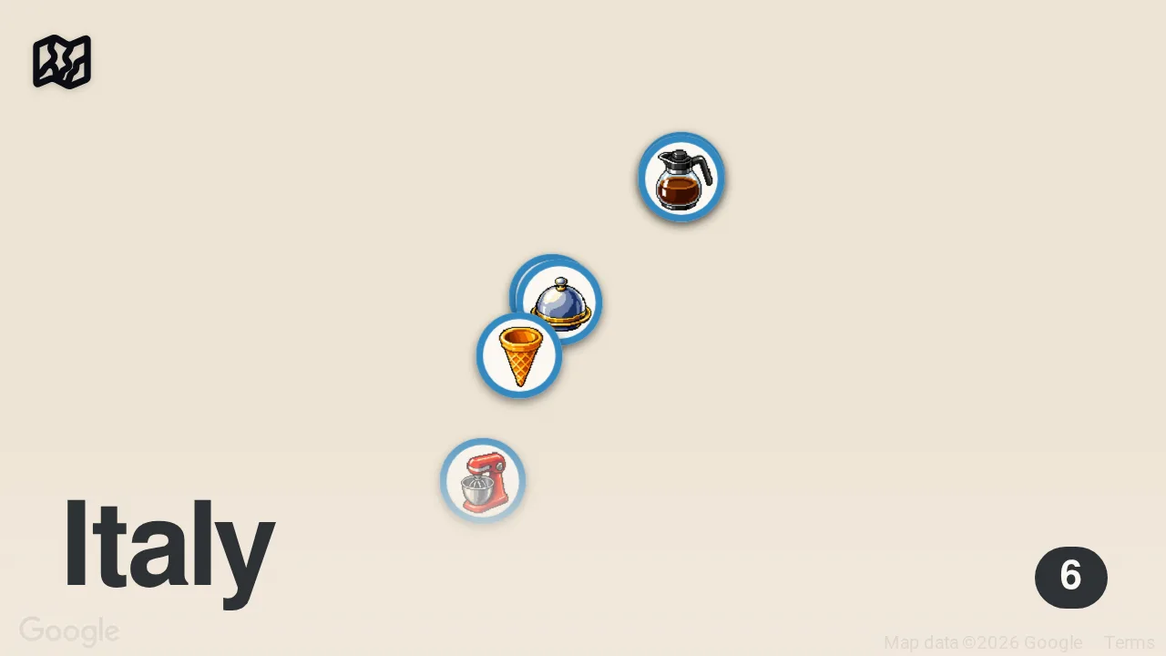Map of 6 spots from İLK DEFA ÇİĞ ET YEDİM | ROMA REHBERİ