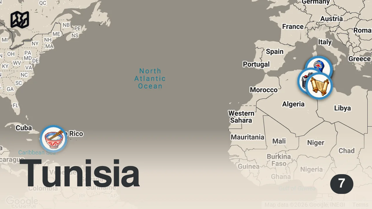 Map of 7 spots from TUNUS’TA NE YENİR!!! DÜNYALARI YEDİM!!!
