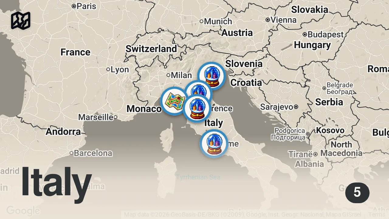 Map of 5 spots from BEST TIPS TO TRAVEL ITALY 🇮🇹 ON A BUDGET (THAT NO ONE TELLS YOU ABOUT 🤯)