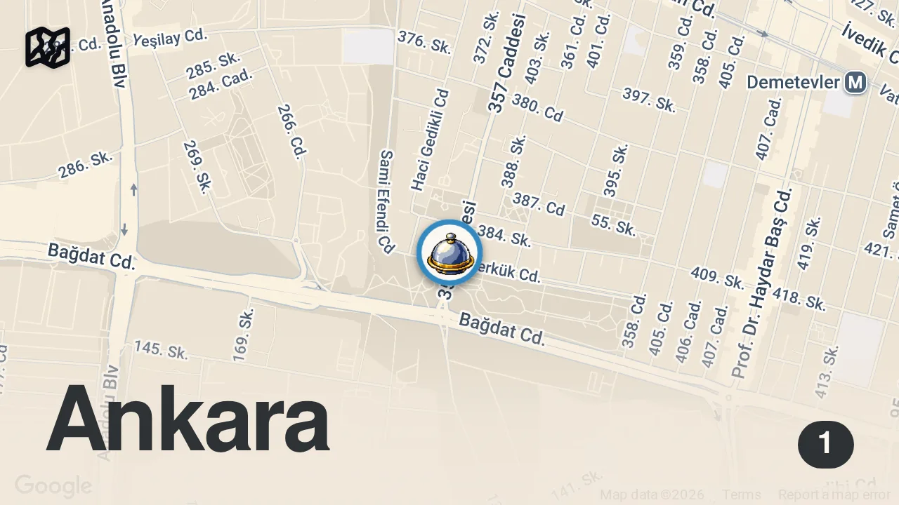 Map of 1 spot from SİVAS KELLE KÜLTÜRÜNÜ ANKARA’DA YAPAN O MEKAN😍 #shorts
