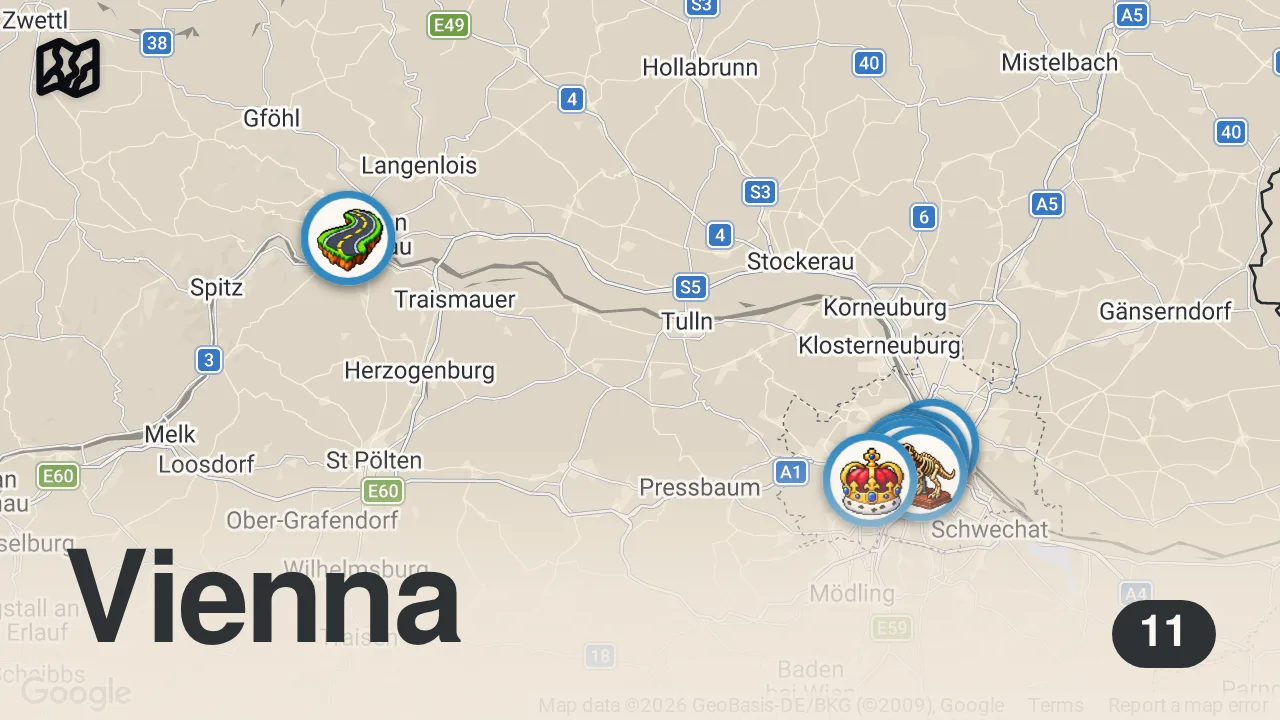Map of 11 spots from 10 Vienna Must See Sights - by Viennese Local Guide Grete - Vienna travel guide