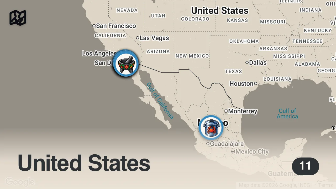 Map of 11 spots from TOP 10 Best Restaurants in San Diego (2025)