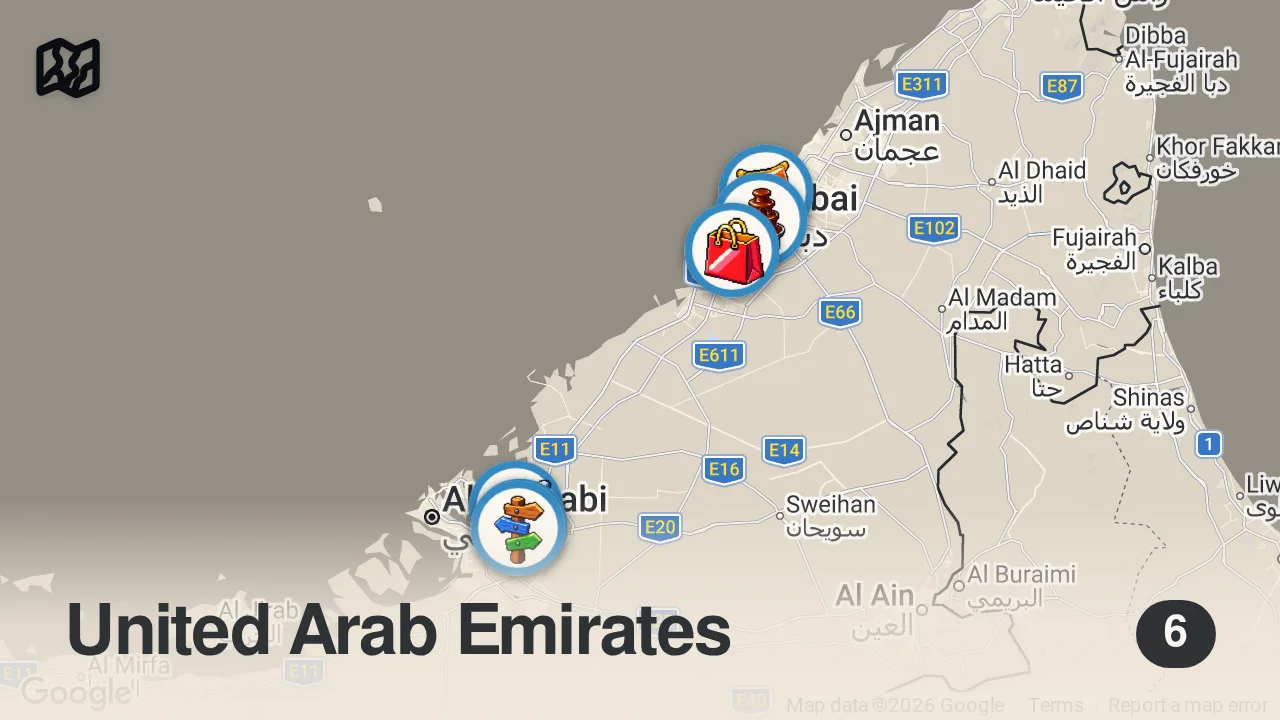 Map of 6 spots from Du wurdest belogen! - So sieht Dubai wirklich aus