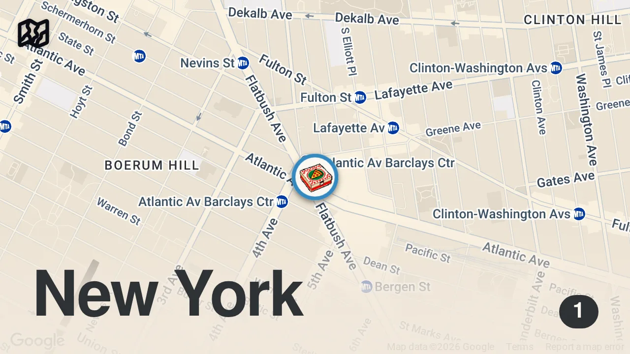 Map of 1 spot from We Tried Chuck E Cheese Pizza...