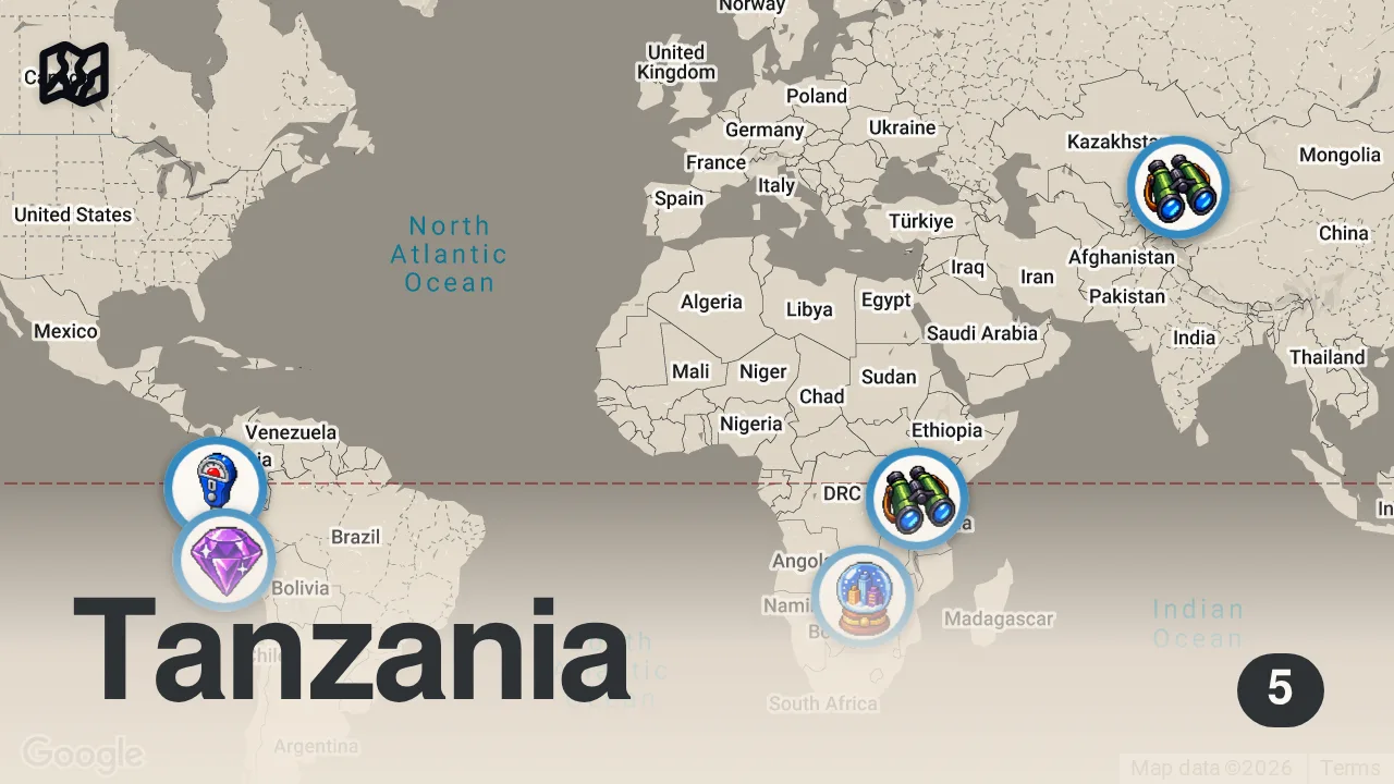 Map of 5 spots from EPIC AROUND THE WORLD TRIP!!!