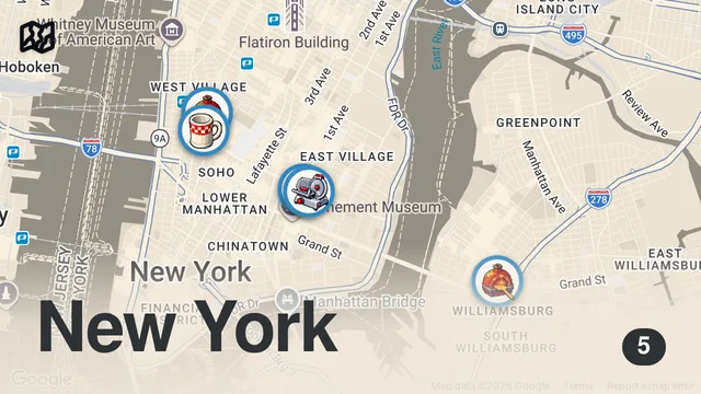 Map of 48 Hours Eating New York's Most FAMOUS Food!