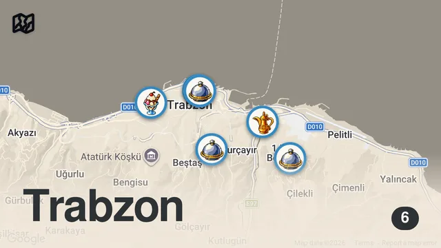 Map of 🇹🇷 Street food in TRABZON, Turkey - KING OF TURKISH PIDE + INSANE seafood | Street food in Turkey