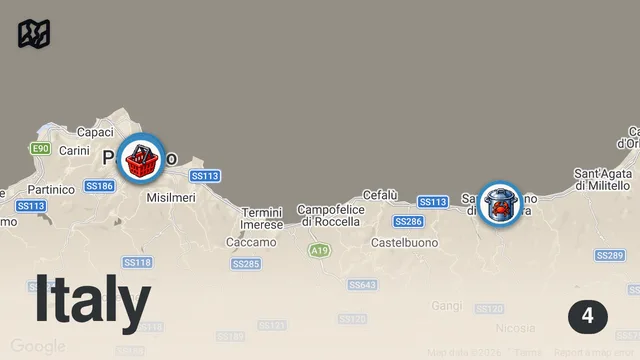 Map of EXTREME Street food in Sicily, Italy - PALERMO FOOD HEAVEN - Street food market in Sicily, Italy