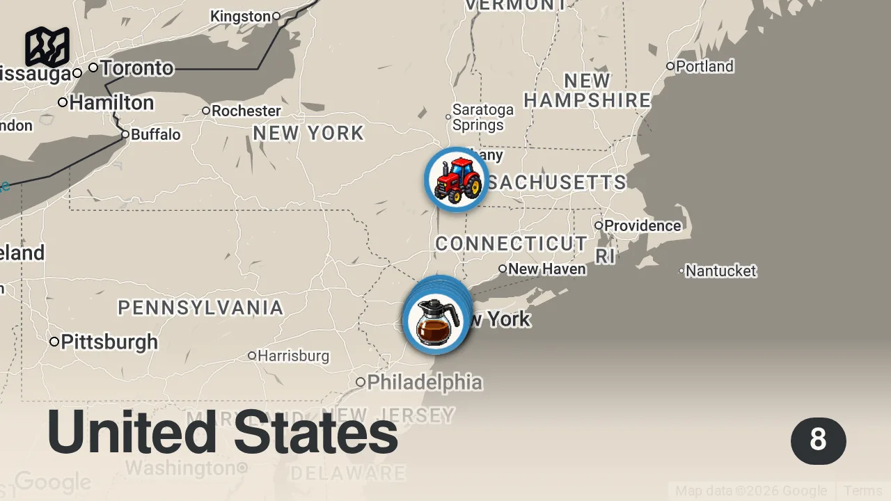 Map of 8 spots from The Ultimate Meat Marathon — Prime Time