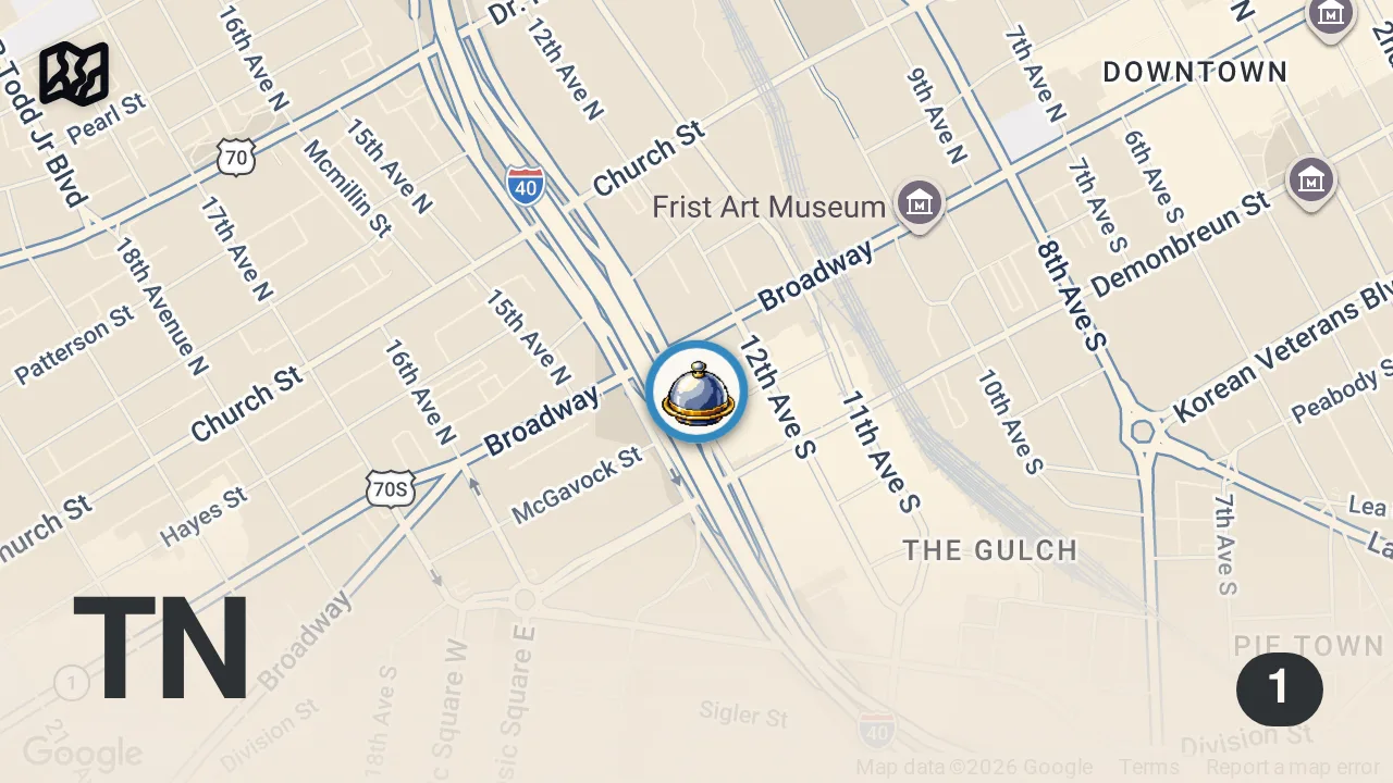 Map of 1 spot from Eating MEXICAN Food in The SOUTH... (Tennessee Mexican?)