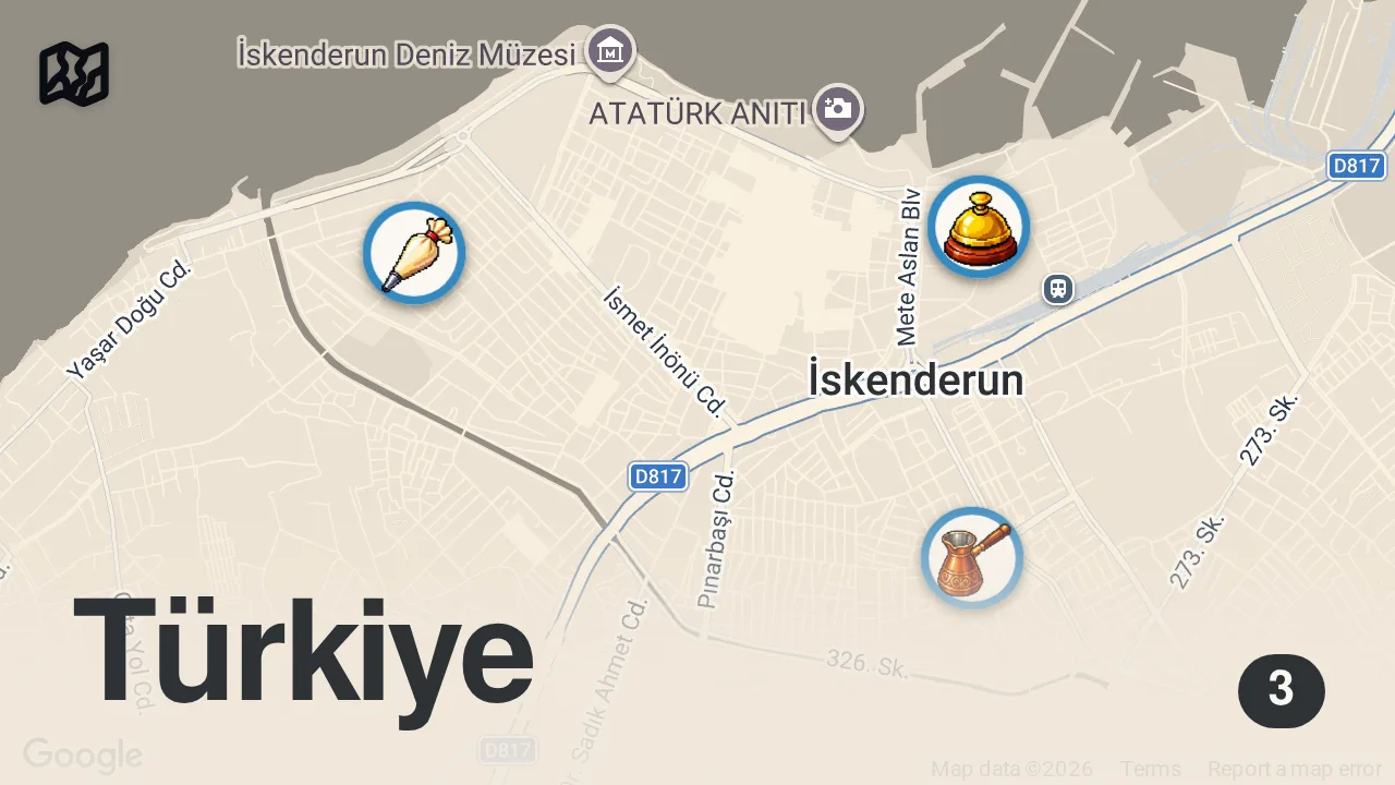 Map of 3 spots from 3 SAATTE 800 TL SERİSİNİ EŞİMLE YAPTIM!!!