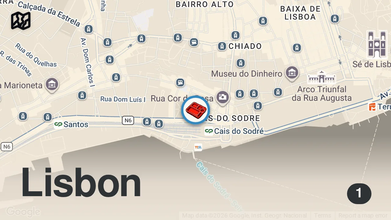 Map of 1 spot from LİZBON’DA NE YENİR? Videosu Yayında #shorts