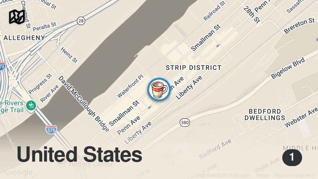 Map of 1 spot from Most Recommended Restaurant in Pittsburgh!