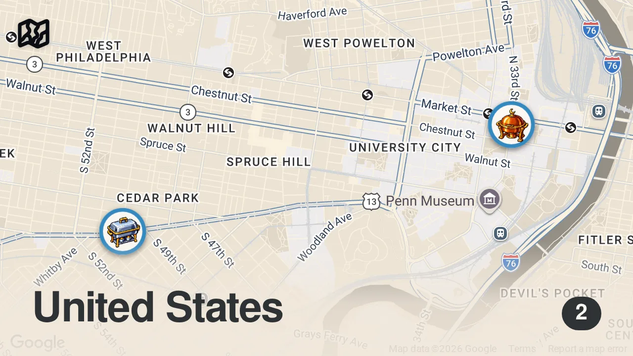 Map of 2 spots from A Breakfast Chopped Cheese + $8 Halal Platter #CheapEats