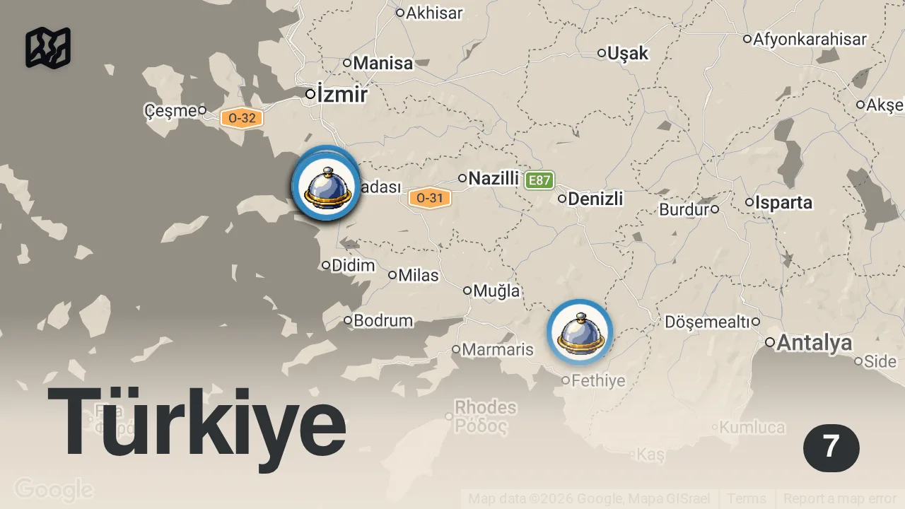 Map of 7 spots from KUŞADASI’NDA DÜNYALARI YEDİM!!!