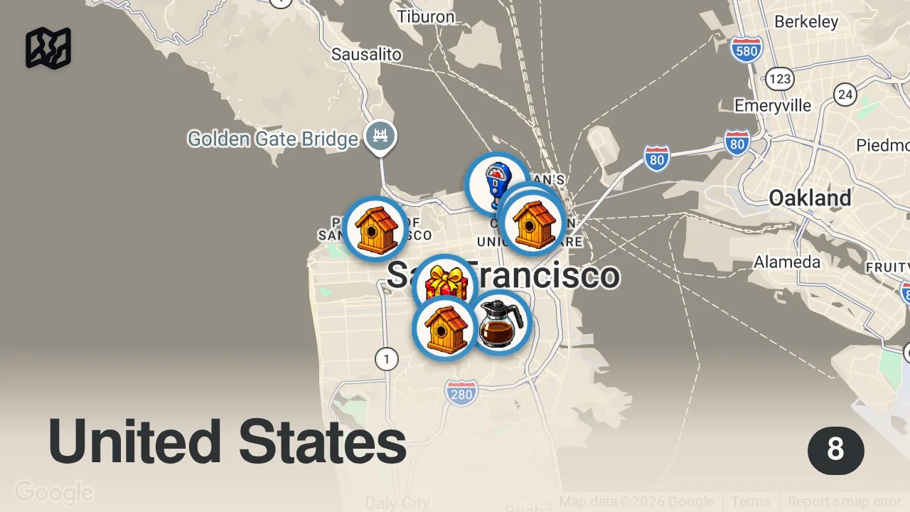 Map of 8 spots from How To Have The Perfect Day in San Francisco | Travel Guide