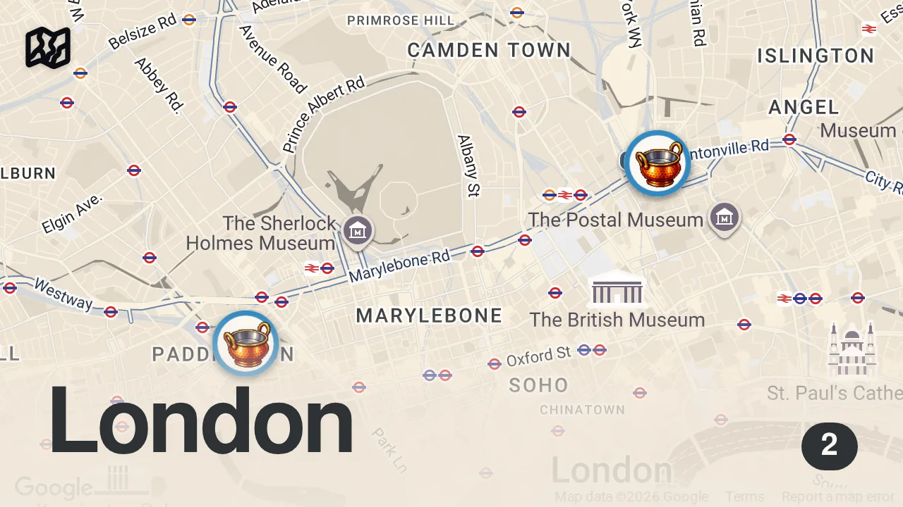 Map of 2 spots from Worst Curries