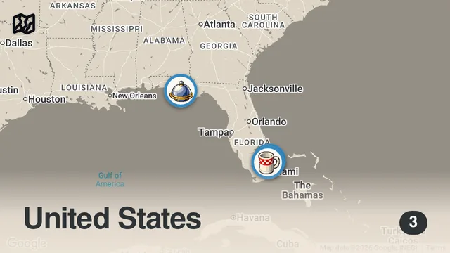 Map of Eating at Food Trucks For 24 Hours (Florida)