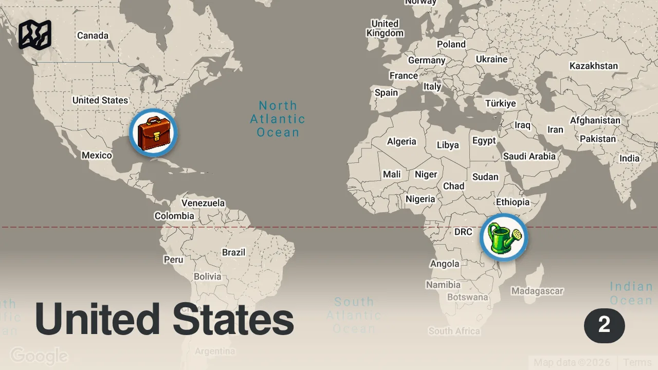 Map of 2 spots from Andrew, Eat Your Heart Out | Bizarre Foods with Andrew Zimmern | Travel Channel