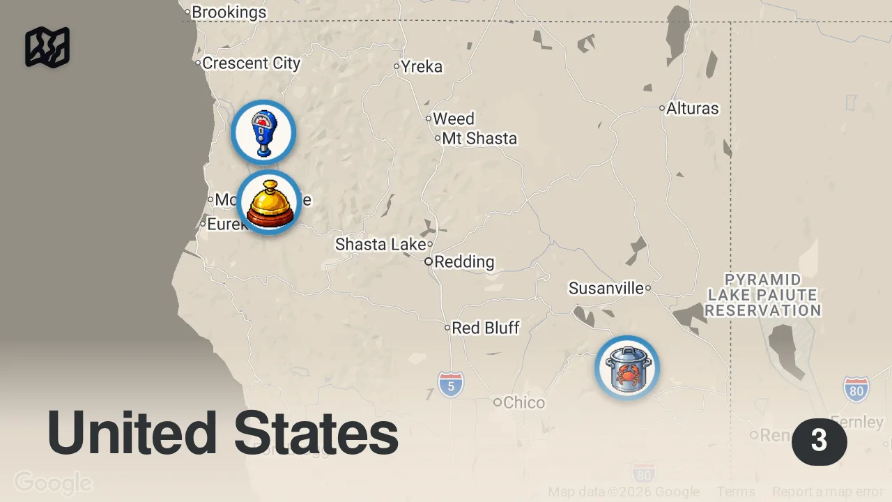 Map of 3 spots from Bigfoot... On The Edge Of Discovery | In Search Of Monsters | Travel Channel