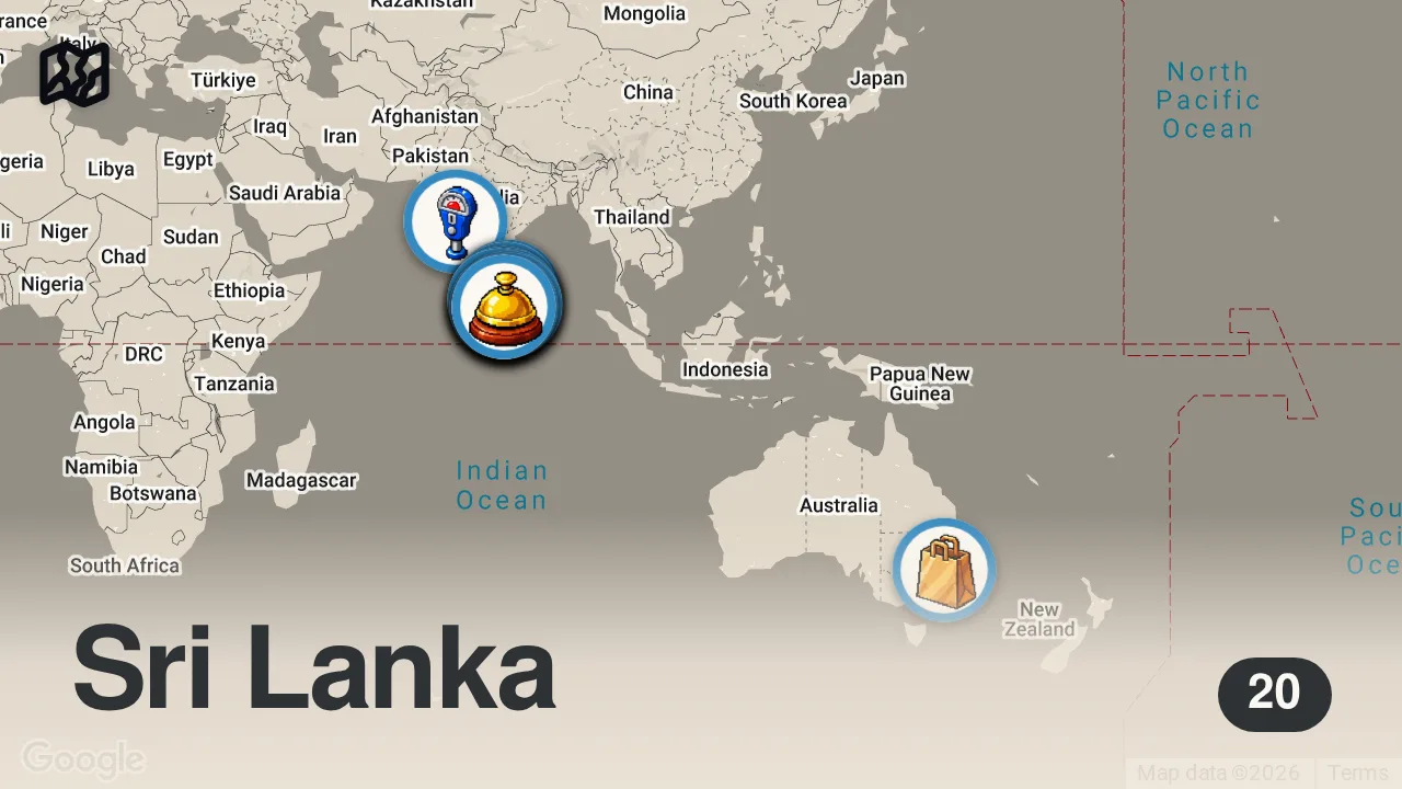 Map of 20 spots from Everything You Need to Know Before Visiting Sri Lanka 🇱🇰 (Complete Travel Guide)