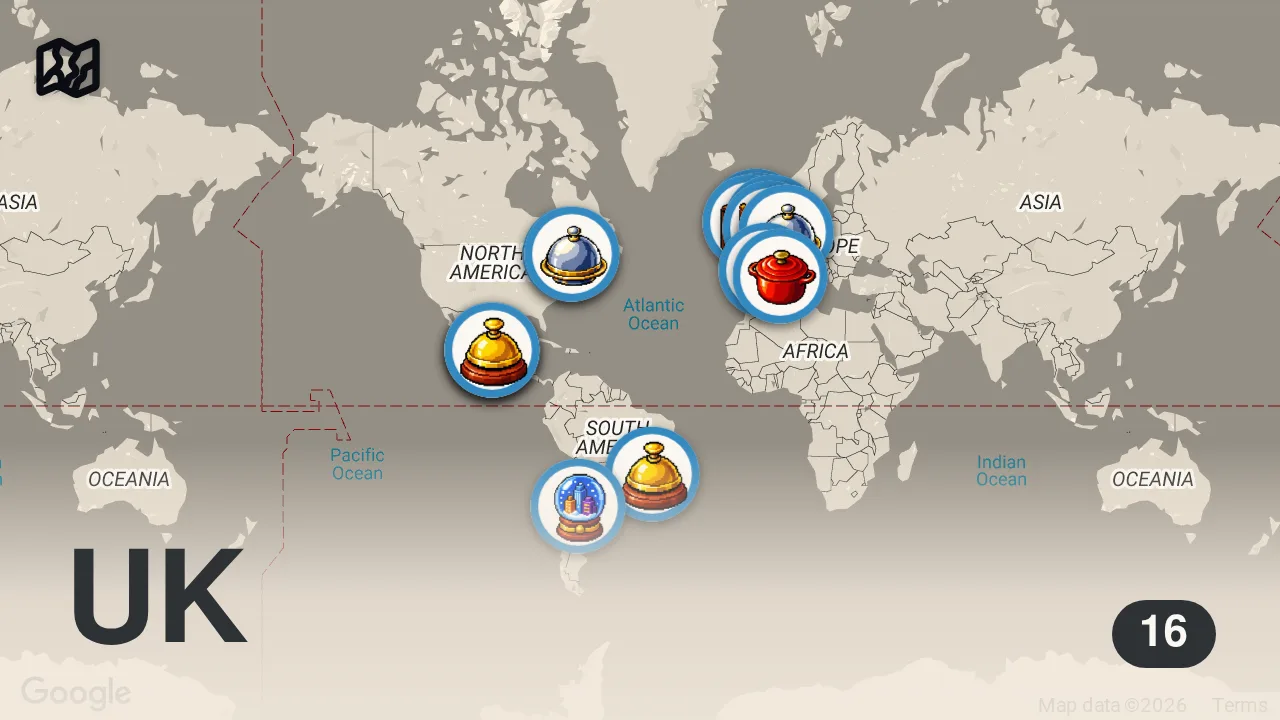 Map of 16 spots from THE BEST OF 2016 | OUR FAVORITE TRAVEL MOMENTS