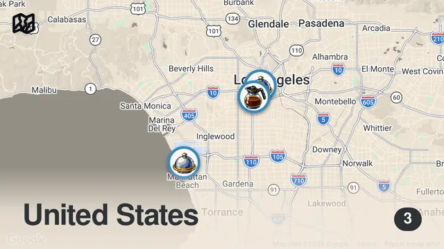 Map of I Only Ate DOG Restaurants for 24 hours... (Impossible Food Challenge)